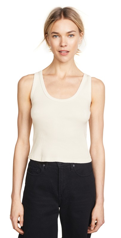 AMO Crop Rib Tank Vintage White
