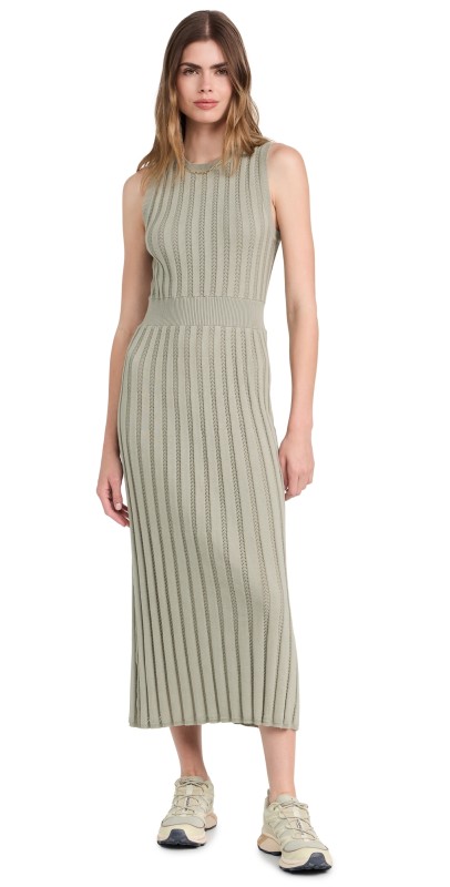 Varley Florian Knit Dress Seagrass