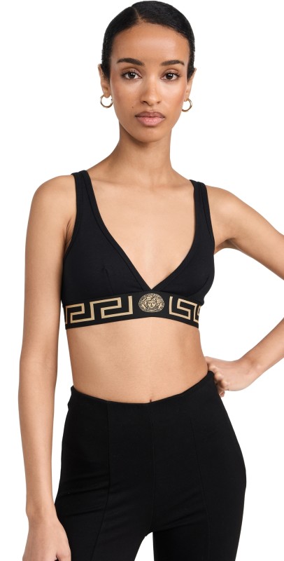 Versace Topeka Jersey Bi-Stretch Cotton Bralette A1008-Black