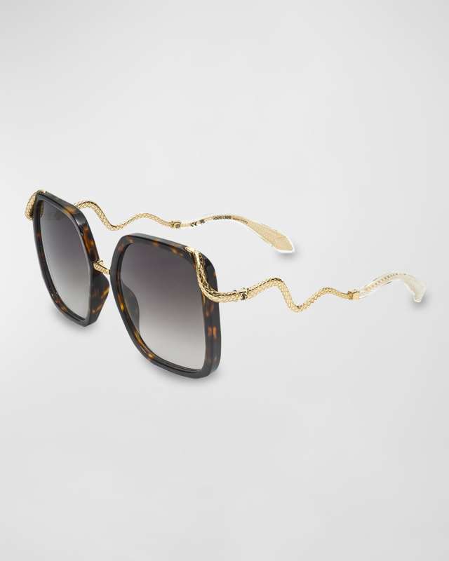 Iconic Snake Acetate & Metal Square Sunglasses