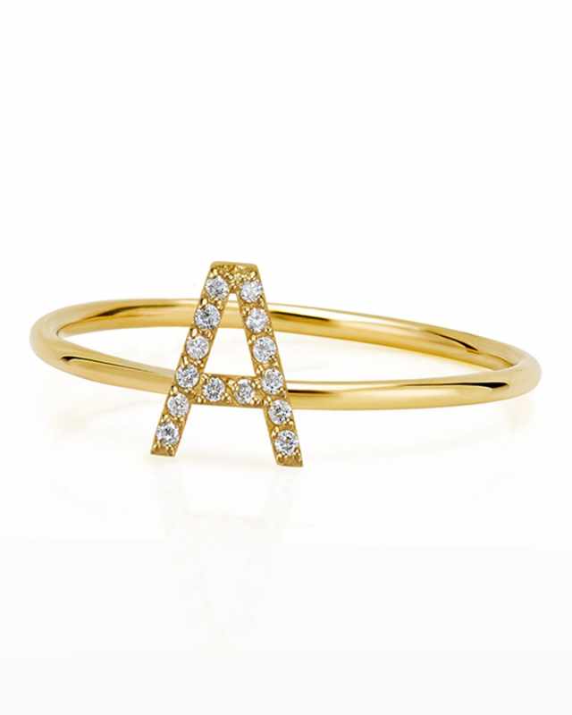 Amelia 14k Gold Diamond Stackable Initial Ring