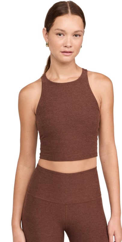 Beyond Yoga Spacedye Refocus Cropped Tank Bold Mocha Heather
