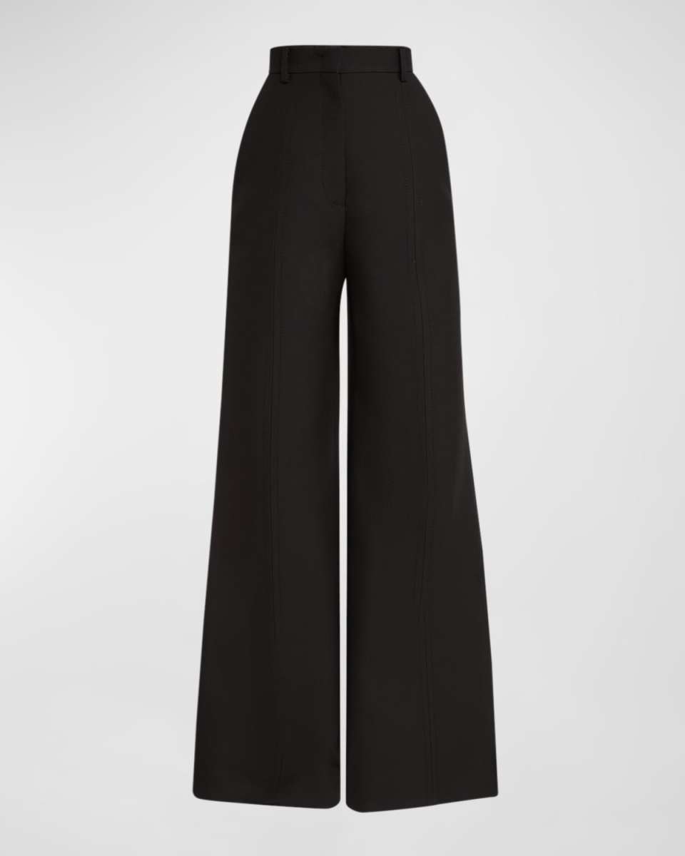 High-Rise Wide-Leg Wool Trousers