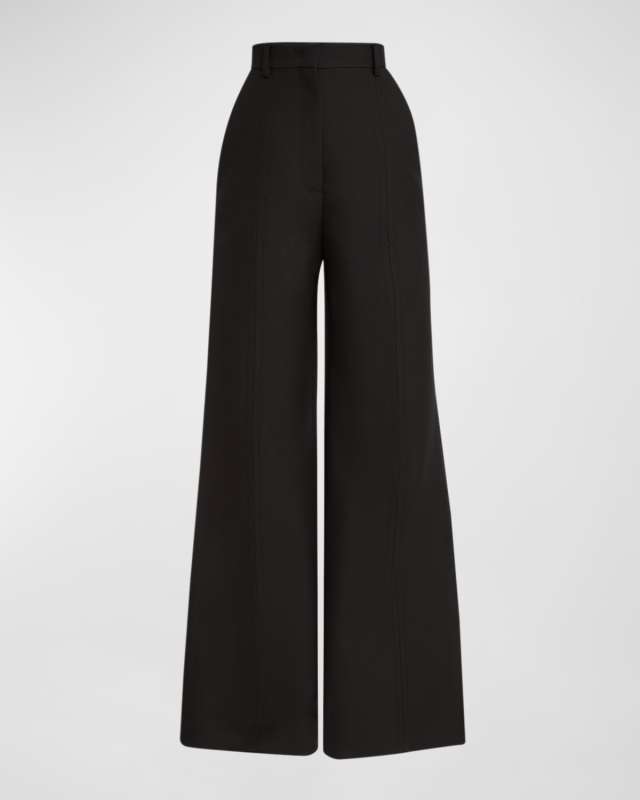 High-Rise Wide-Leg Wool Trousers