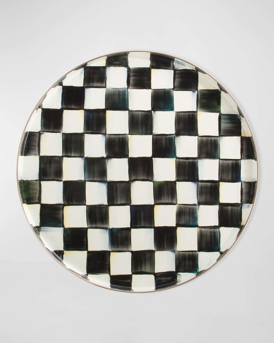 Courtly Check Round Enamel Tray