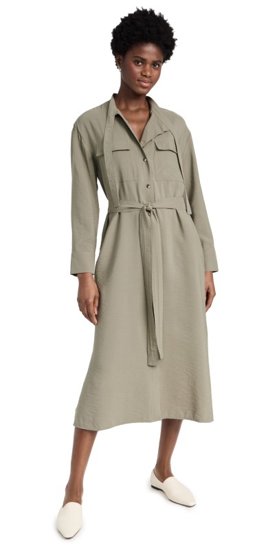 Vince Soft Utility Shirt Dress Light Sea Fern
