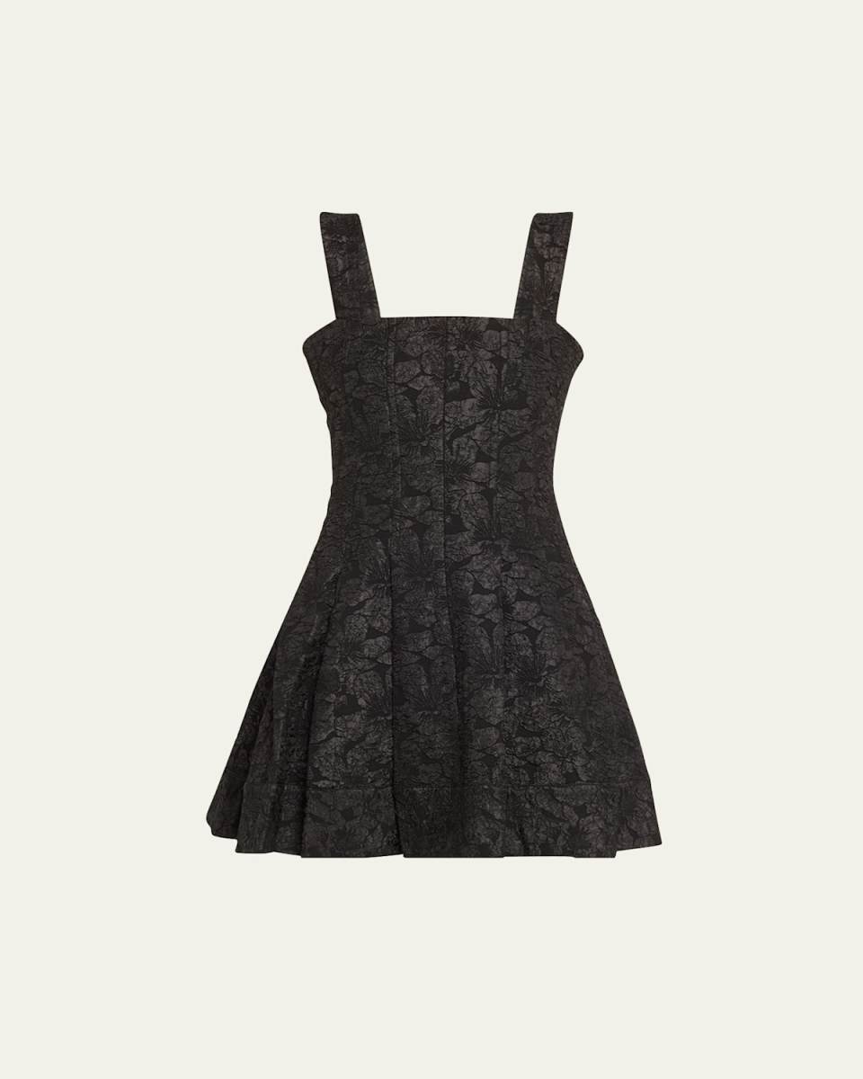 Jovie Textured Square-Neck Sleeveless Mini Dress