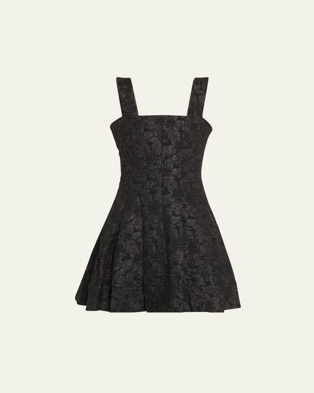 Jovie Textured Square-Neck Sleeveless Mini Dress