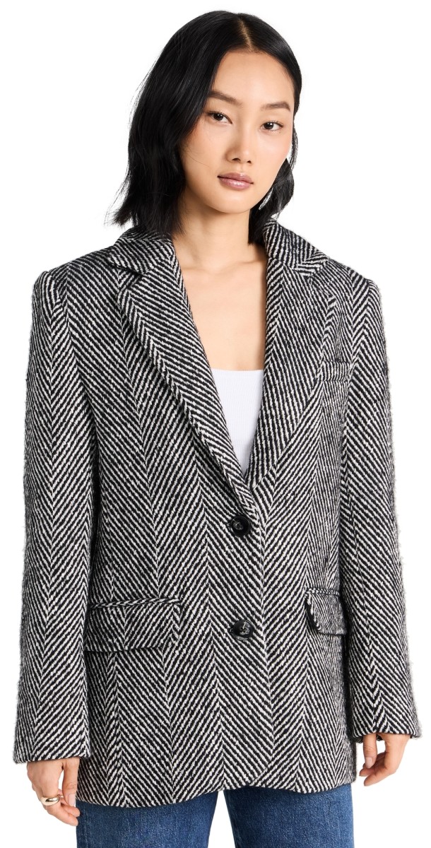 endless rose Soft Buttoned Blazer Black/White