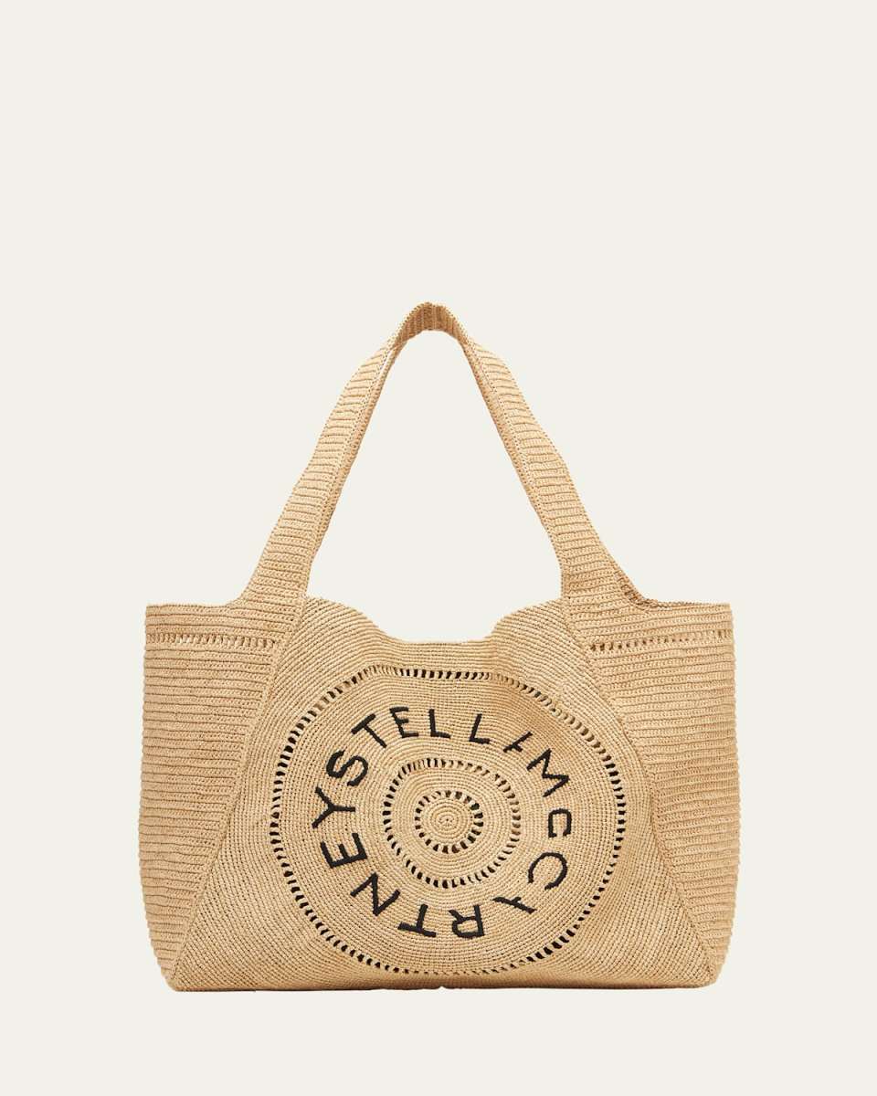 Logo Crochet Raffia Tote Bag