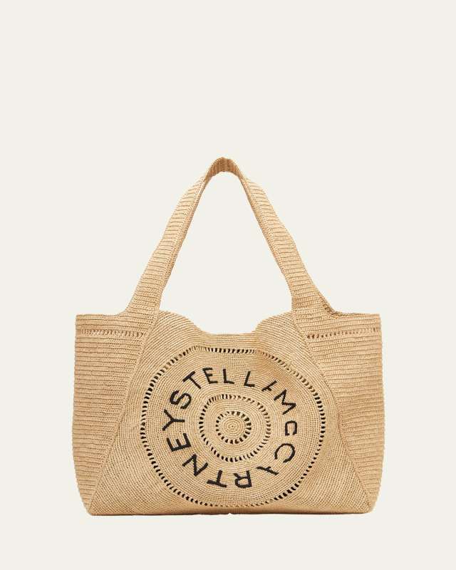 Logo Crochet Raffia Tote Bag