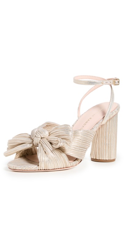 Loeffler Randall Camellia Knot Mules with Ankle Strap Platinum