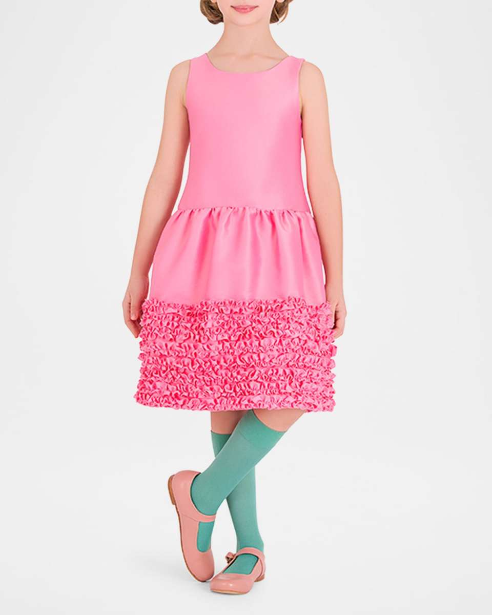 Girl's Sakura Ruffle Trim Dress, Size 3T-12
