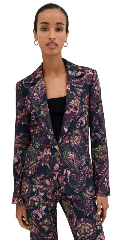 Figue Robin Blazer Painterly Paisley Berry Blue