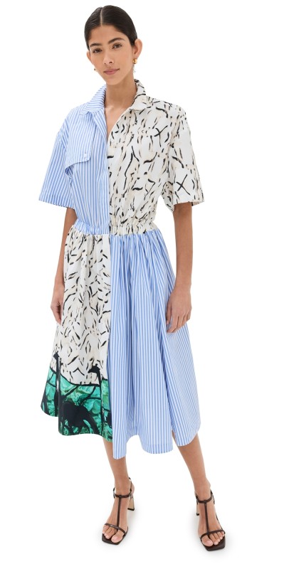 Stella Jean Dress In Double Print Giraffes Print