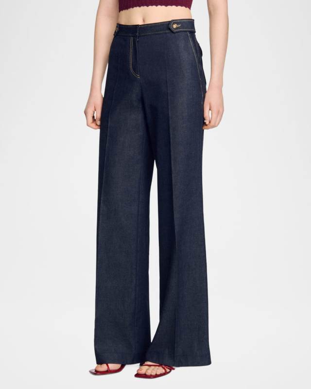 Marshal Wide-Leg Raw Denim Jeans