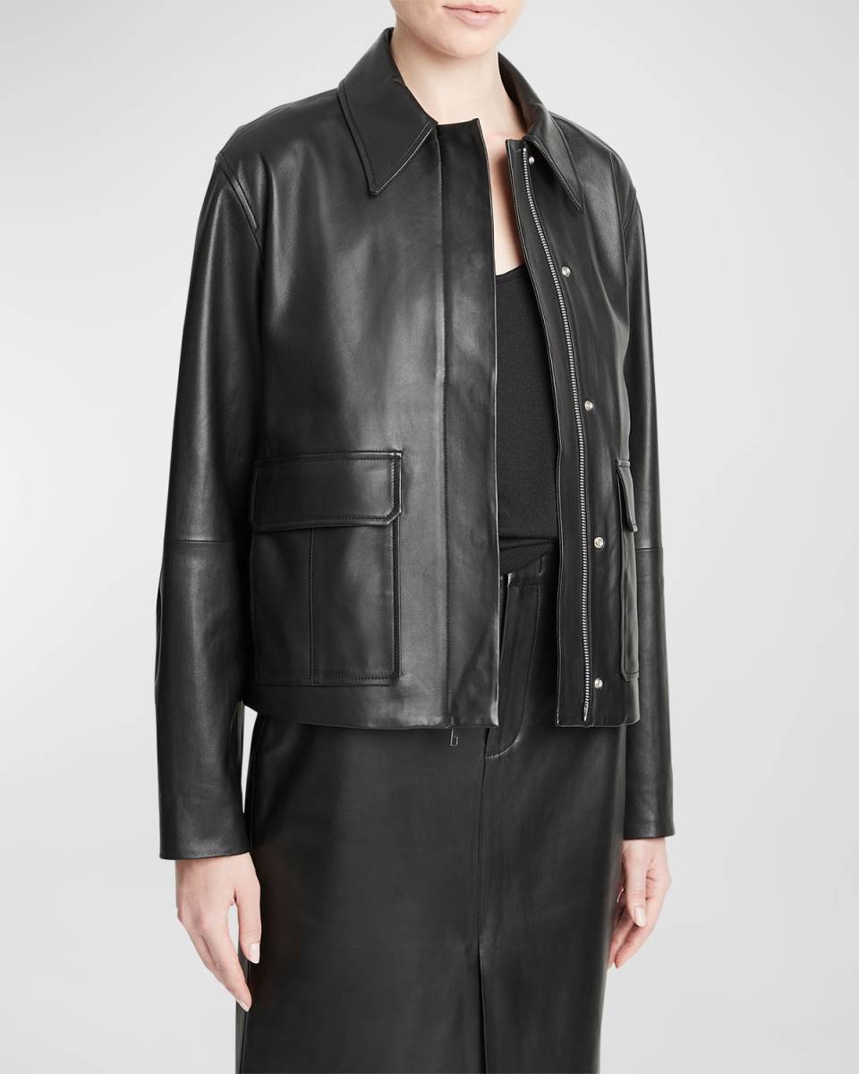 Leather Zip-Front Jacket