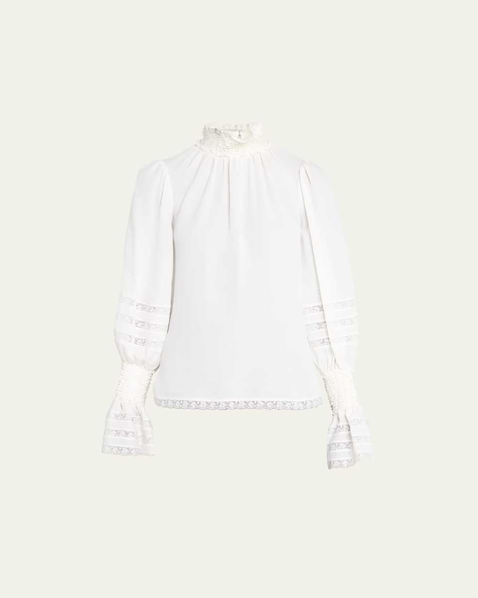 Rita High-Neck Silk Blous