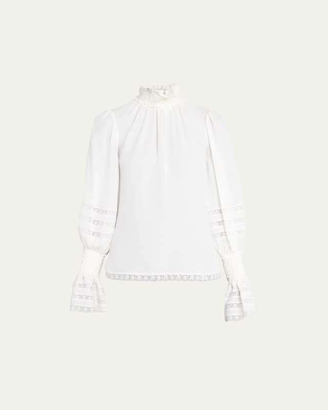 Rita High-Neck Silk Blous