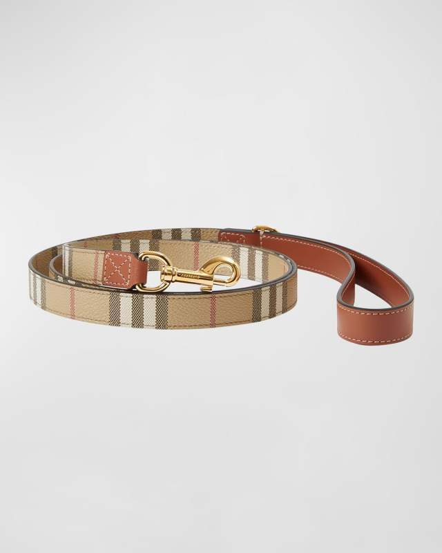 Check Leather Dog Leash