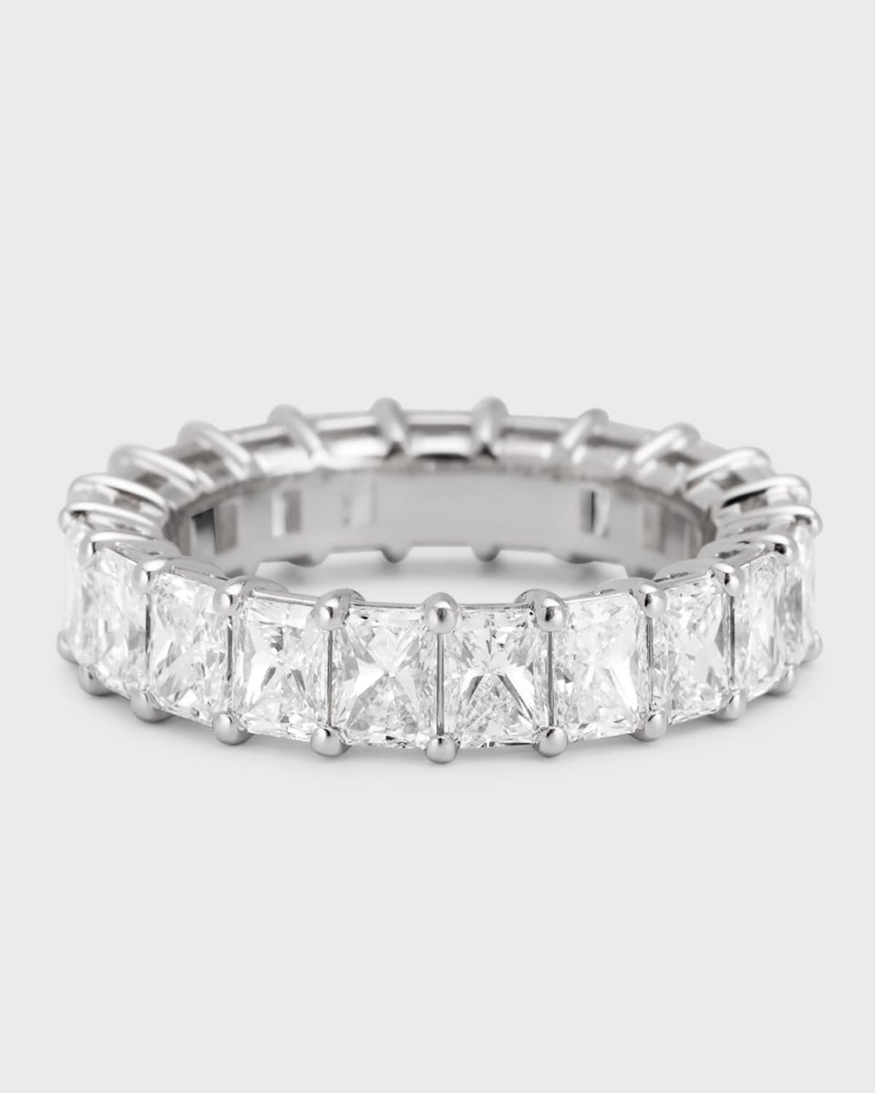 Platinum Medium Radiant FG/VS Diamond Eternity Band, Size 6.75, 6.42tcw