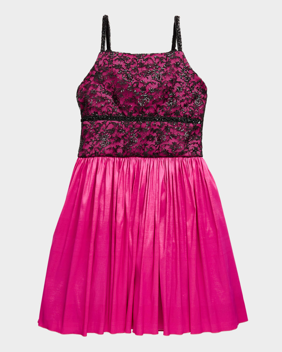 Girl's Everleigh Dress W/ Embelished Lace Bodice, Size 7-16