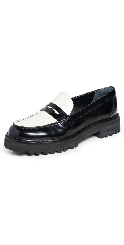 Reformation Agathea Chunky Loafers Black / White Cb