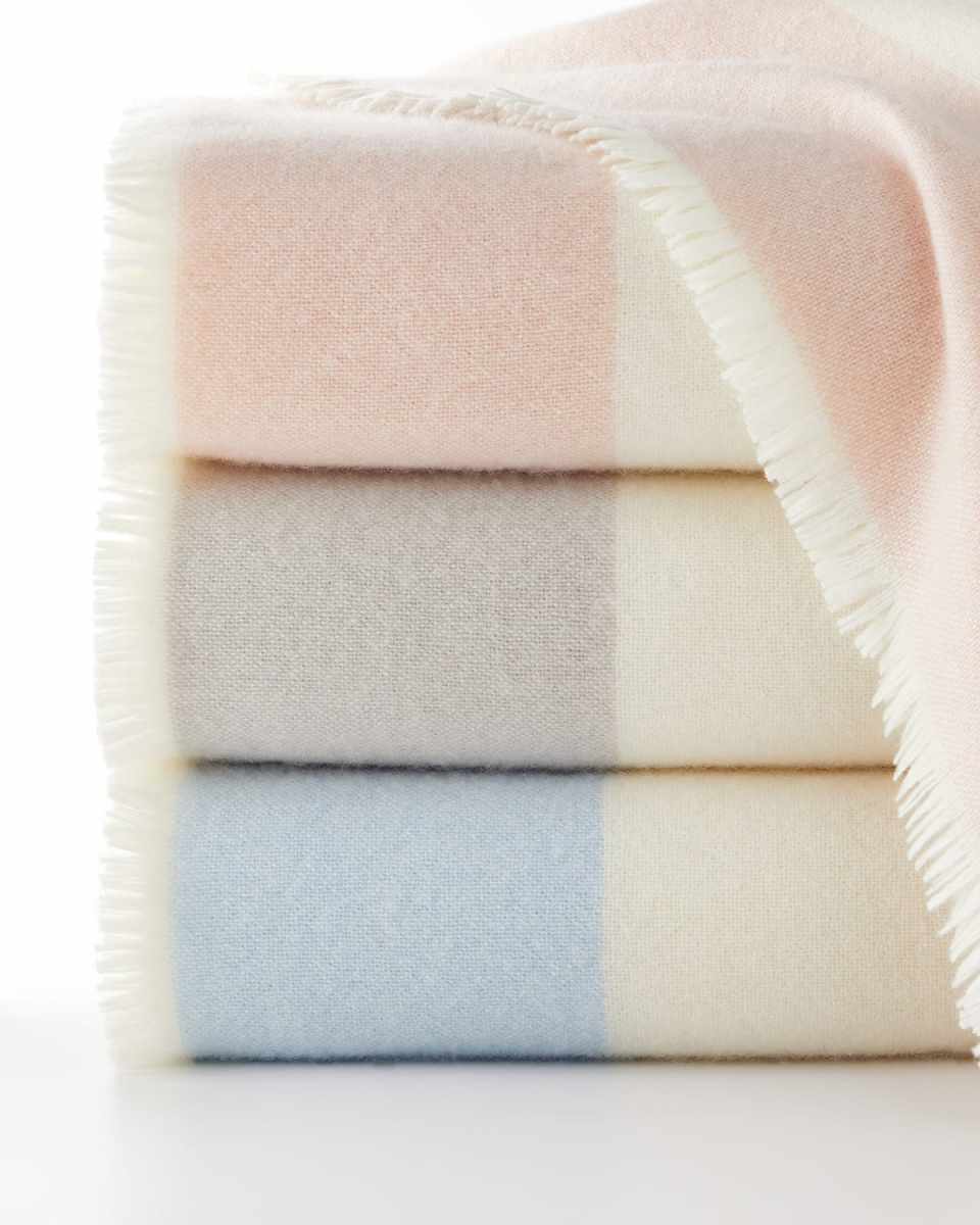 Lightweight Color-Block Woven Cashmere Throw Blanket