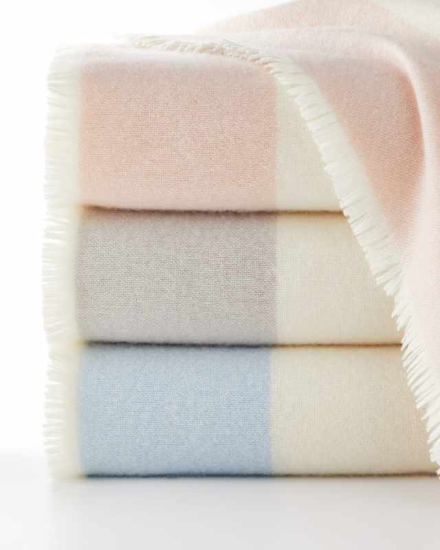 Lightweight Color-Block Woven Cashmere Throw Blanket