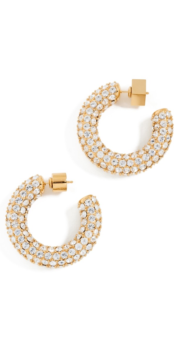 Jacquemus Les Creoles Strass Earrings Light Gold