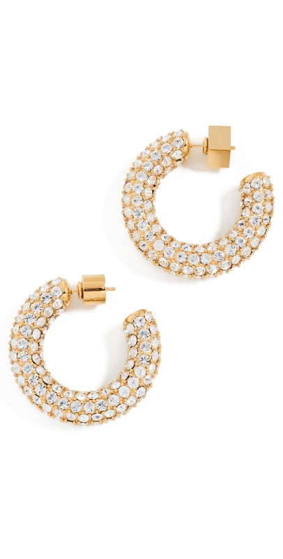 Jacquemus Les Creoles Strass Earrings Light Gold