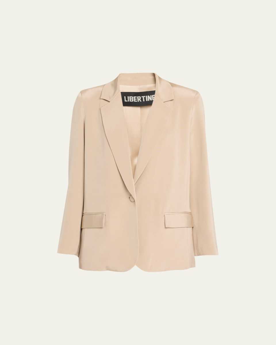 Fawn Long Silk Blazer Jacket