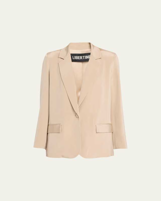 Fawn Long Silk Blazer Jacket