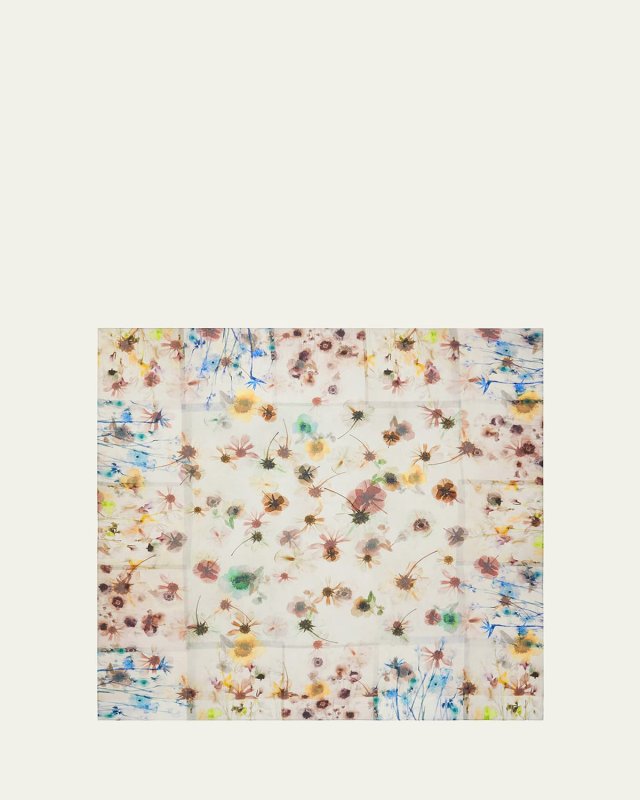 Floral Wool Square Scarf