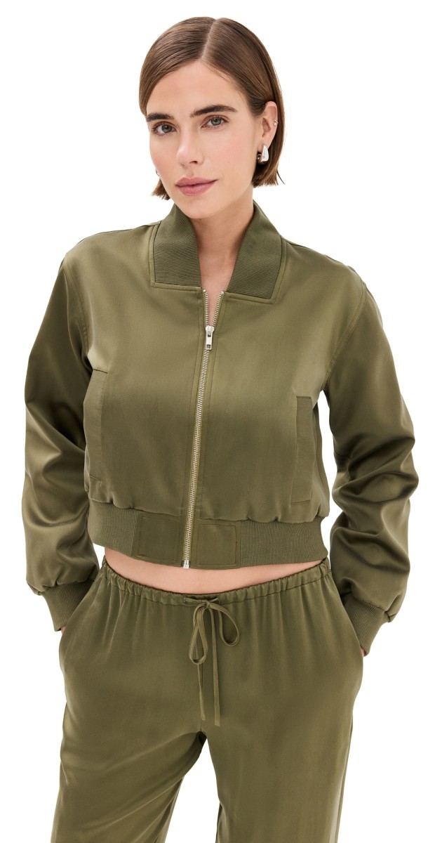 Sablyn Cala Shrunken Bomber Jack Olive