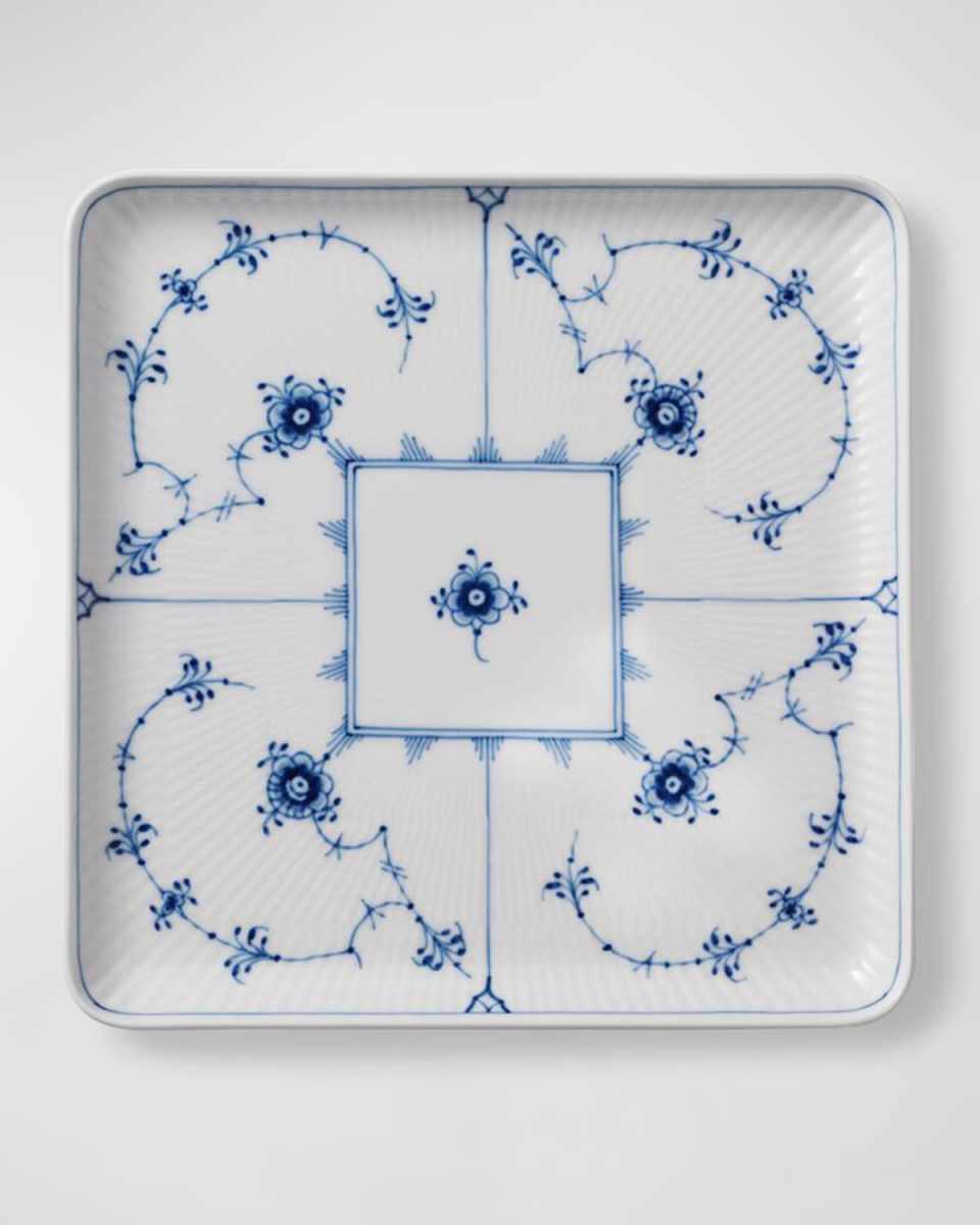 Blue Fluted Square Plate, Large