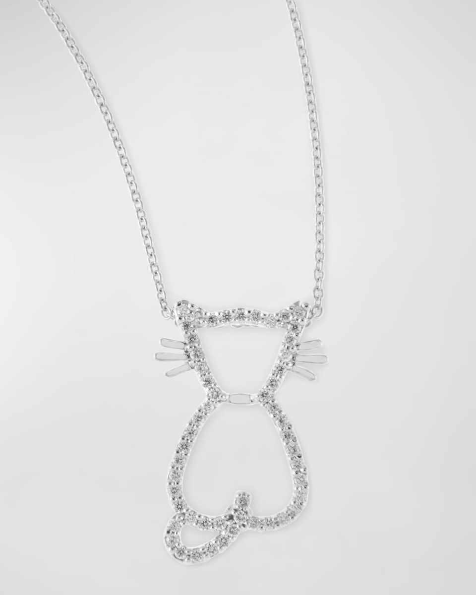 Pave Diamond Cat Pendant Necklace