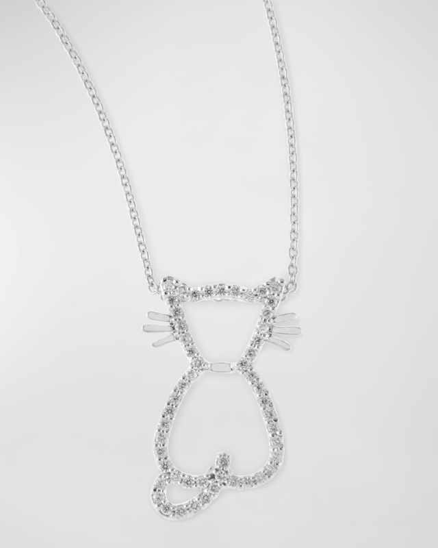 Pave Diamond Cat Pendant Necklace