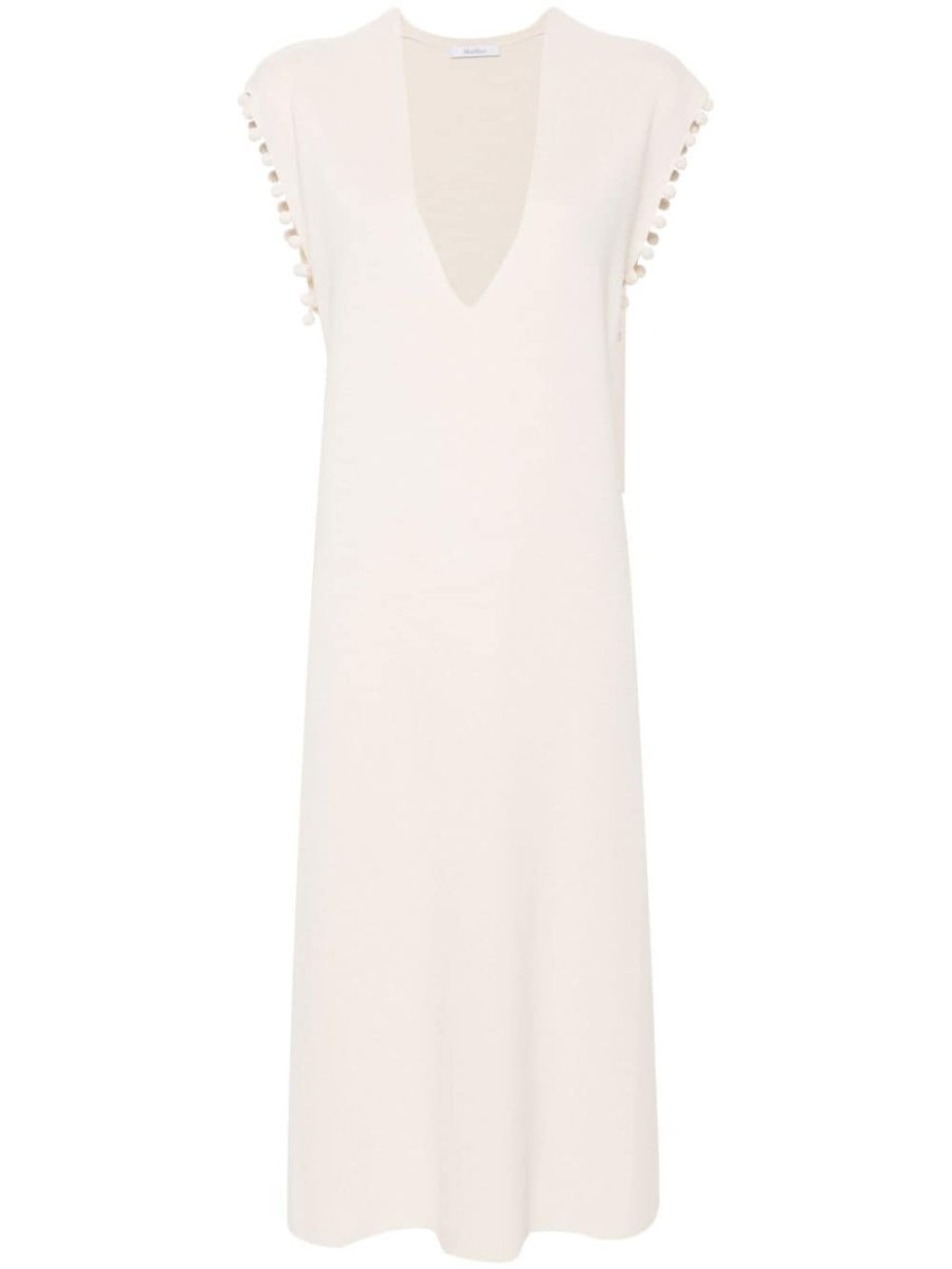 crochet-trim cotton midi dress