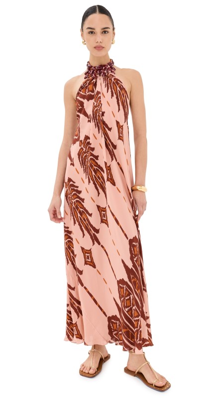 Johanna Ortiz Mohican Song Maxi Dress Apacheria Salmon/Wine/Orange