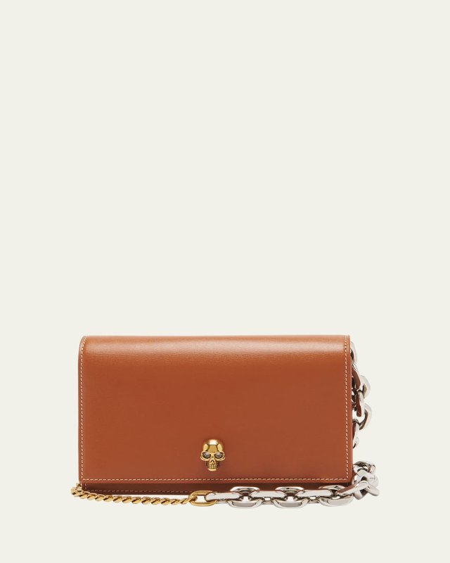 Small Skull Leather Crossbody Bag
