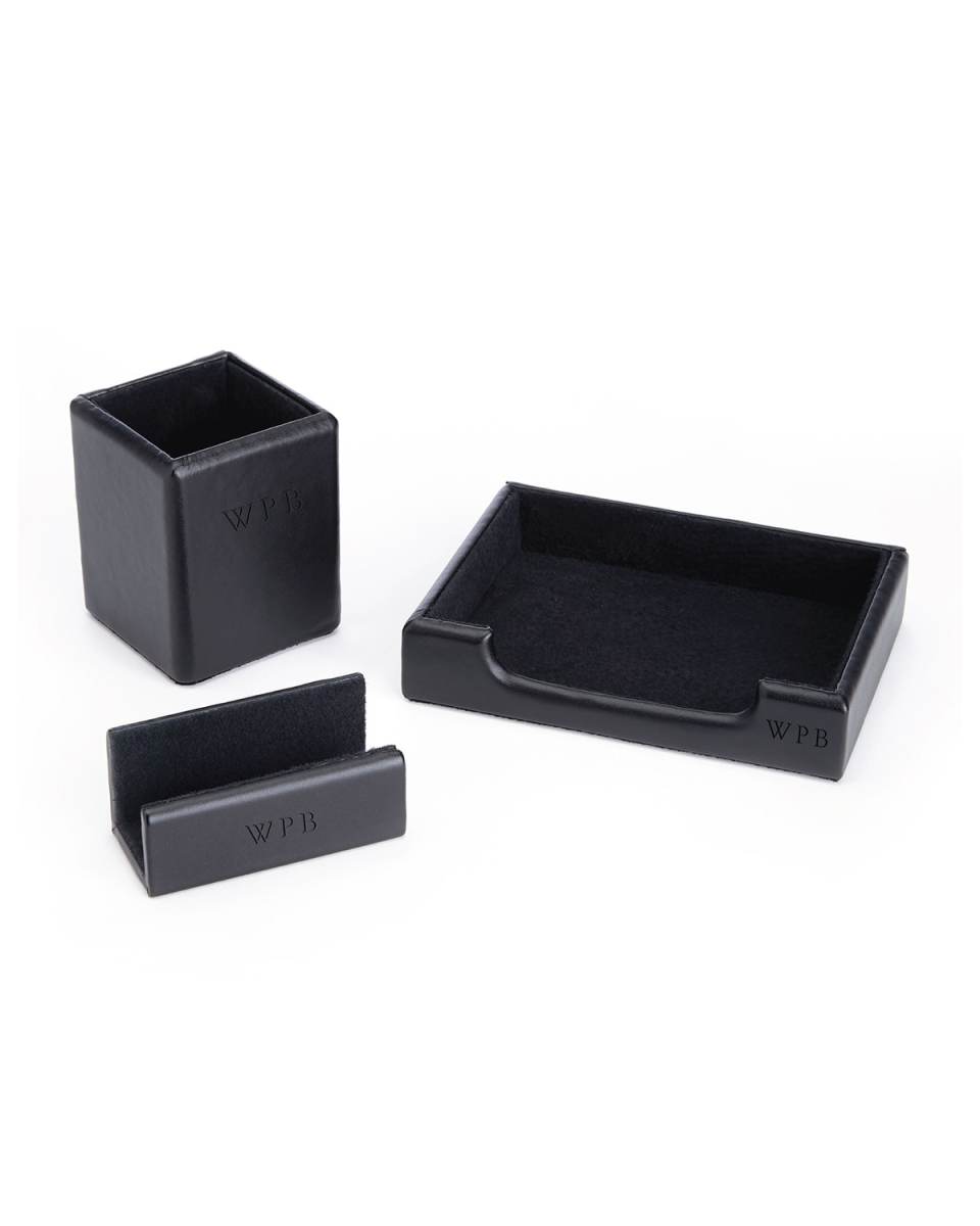 Monogrammed Leather Executive Desk Accessory Set