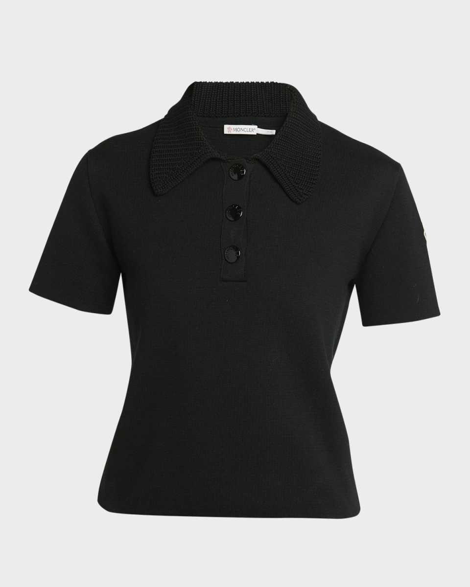 Knit Collar Short-Sleeve Polo