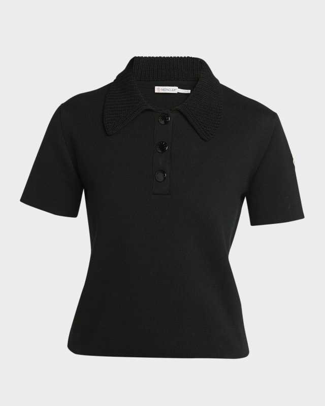 Knit Collar Short-Sleeve Polo