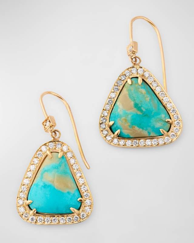 Yin Yang Turquoise Diamond Halo Earrings