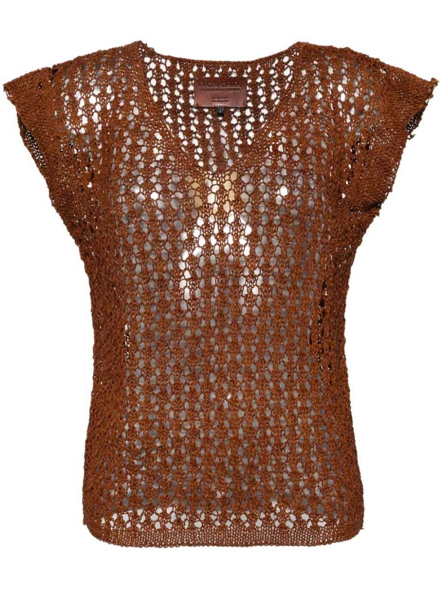 knitted leather top