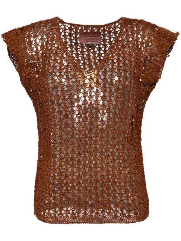 knitted leather top
