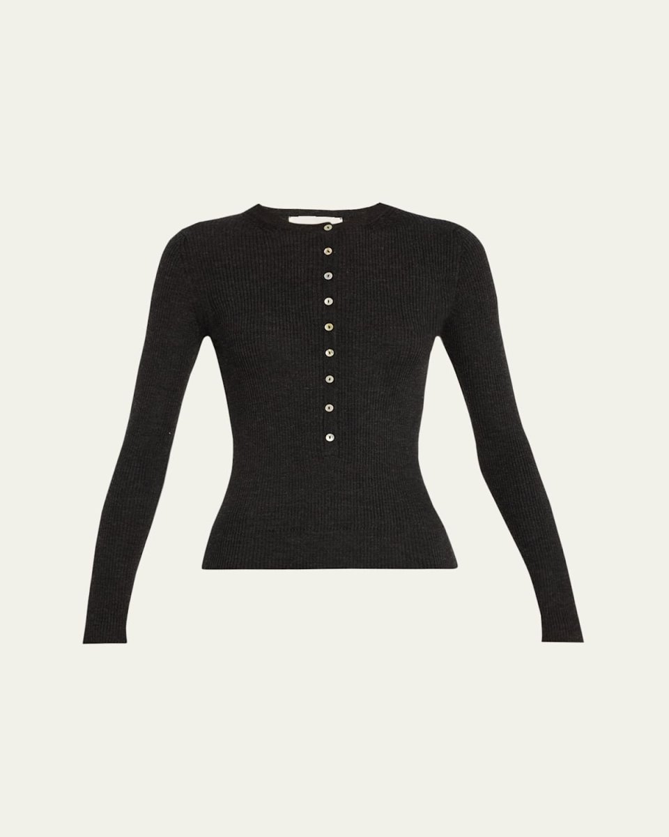 Insider Button Down Ribbed Wool Top