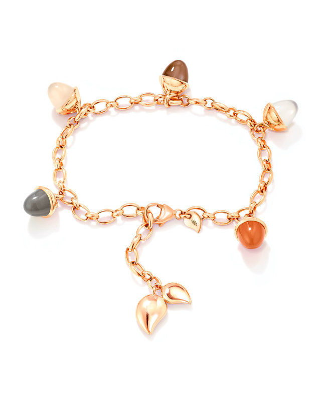 Mikado Flamenco 18k Rose Gold Moonstone Charm Bracelet