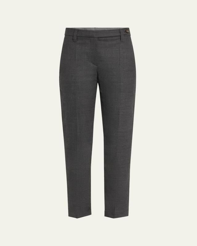 Monili Belt Loop Stretch Wool Trousers